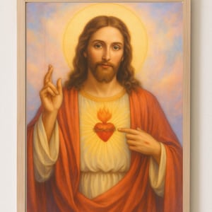 Sacred Heart of Jesus Wall Art – Catholic Digital Download, Christian Printable Religious Poster, Jesus Christ Home Decor, Holy Spirit Gift