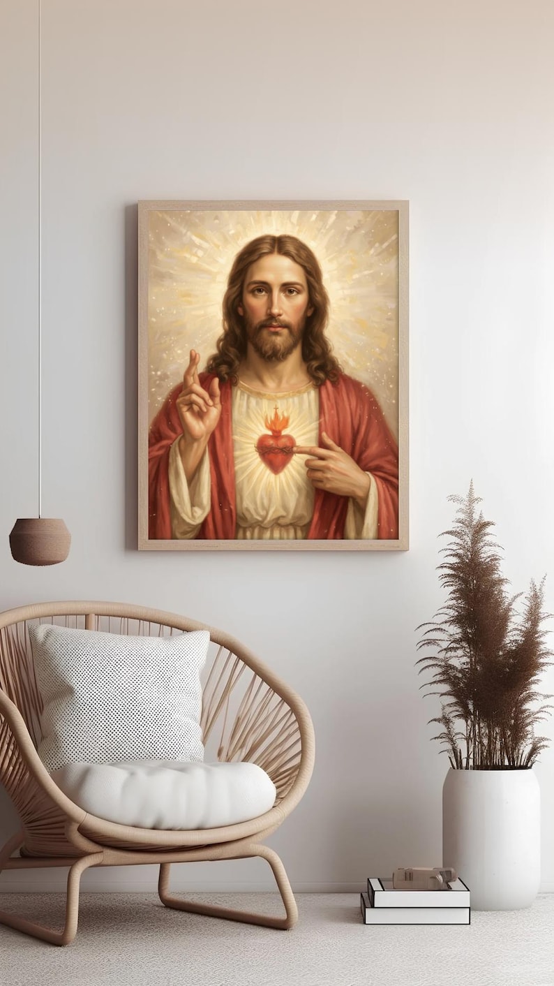 Sacred Heart of Jesus Poster – Catholic Wall Art for Prayer Room ...