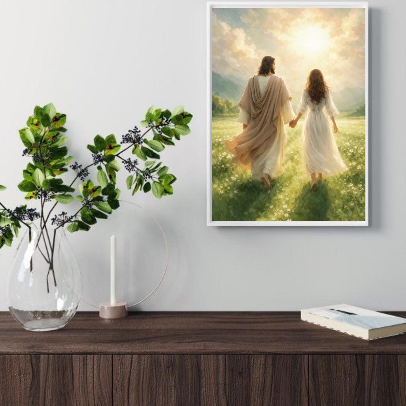 Jesus Walking With a Woman Toward the Light, Christian Wall Art ...