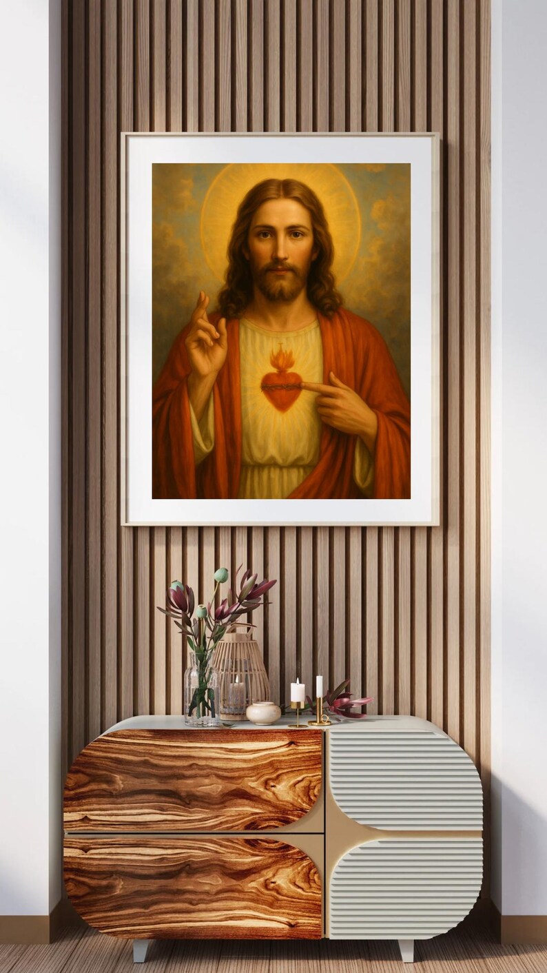 Sacred Heart of Jesus Poster – Catholic Wall Art for Prayer Room ...