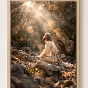 Garden of Gethsemane, Picture of Jesus Praying, Jesus Poster, Christian Wall Art, Printable Jesus Painting, Christian Printable Art, Bible V