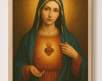 Immaculate Heart of Mary Printable Wall Art – Catholic Digital Poster, Virgin Mary Christian Decor, Sacred Heart Religious Artwork for Praye