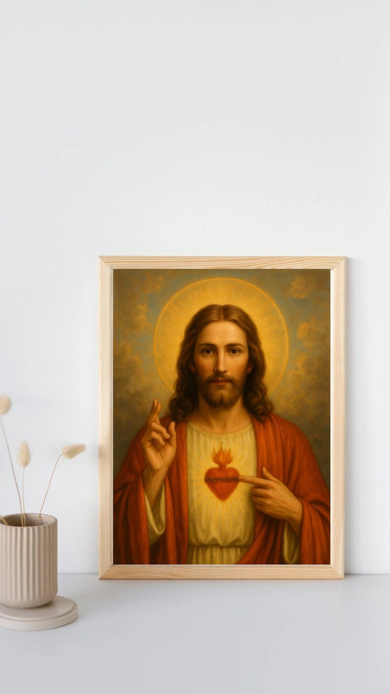 Sacred Heart of Jesus Poster – Catholic Wall Art for Prayer Room ...