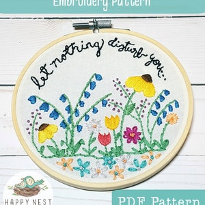 PDF Stickmuster Lass dich durch nichts stören Blumen Modernes Katholisches Stickmuster Christliche Blumen Wildblume Stickmuster Art