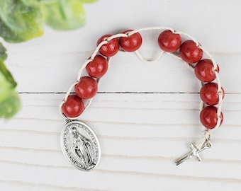 Sacrifice Beads Red Ceramic Bead St Therese Good Deed Beads Confirmation Gift Rosary Catholic Wedding Gift Bridesmaid Prayer Beads rcia gift