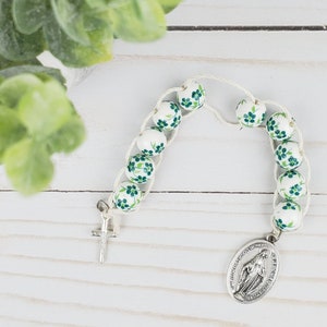 Sacrifice Beads Green floral Ceramic Bead St Therese Good Deed Beads Confirmation Gift Rosary Catholic Wedding Gift Bridesmaid Prayer Bead