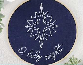 O Holy Night PDF Embroidery Pattern Catholic Christian Easy DIY Christmas Ornament Star Bethlehem decoration hygge handmade Christmas gift