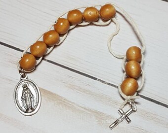 Sacrifice Beads Honey Wood Bead, St Therese Good Deed Beads, Rosary Decade, Catholic Wedding Gift Bridesmaid Gift, Confirmation Prayer Beads