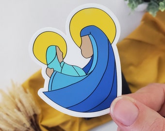 Madonna and Child Vinyl Sticker, Catholic sticker, Christian sticker, Mary sticker, Marian sticker, Christmas sticker, dishwasher safe art