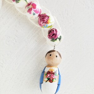 Immaculate Heart of Mary Peg Doll Sacrifice Beads, Vintage Roses Ceramic Bead Good Deed Beads Gift Catholic Easter Gift Prayer Bead Tiny Peg image 5