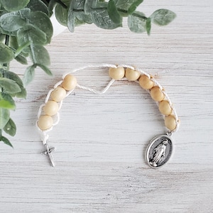 Sacrifice Beads Natural Wood Bead St Therese Good Deed Beads, Rosary Decade, Catholic Wedding Gift Bridesmaid Gift Confirmation Prayer Beads