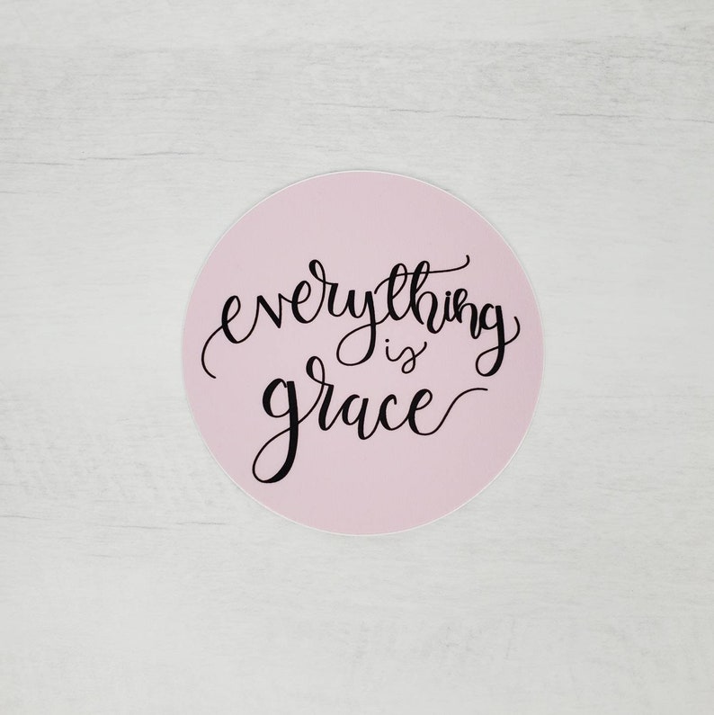 Everything is Grace Vinyl Sticker, Embroidery Art sticker, Catholic sticker, Christian sticker, Catholic stocking stuffer, St Therese quote image 1
