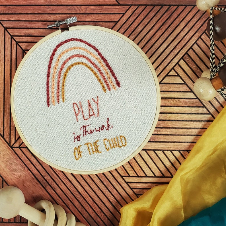 Buy Play is the Work of the Child Embroidery Hoop, Montessori Playroom ...