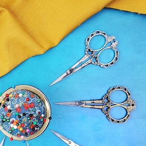 Embroidery scissors bronze or silver snips, knitting crochet embroidery sewing seamstress tool creative artist gift under 20 handicrafts