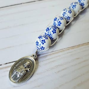 Sacrifice Beads Blue China Flowers St Therese Good Deed Bead Floral Ceramic Rosary Catholic Wedding Bridesmaid Gift Prayer bead Confirmation image 4