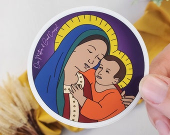 Our Mother of Good Counsel Vinyl Sticker, Madonna and Child Sticker, Catholic sticker, Christian sticker, Mary and Jesus sticker, Marian art