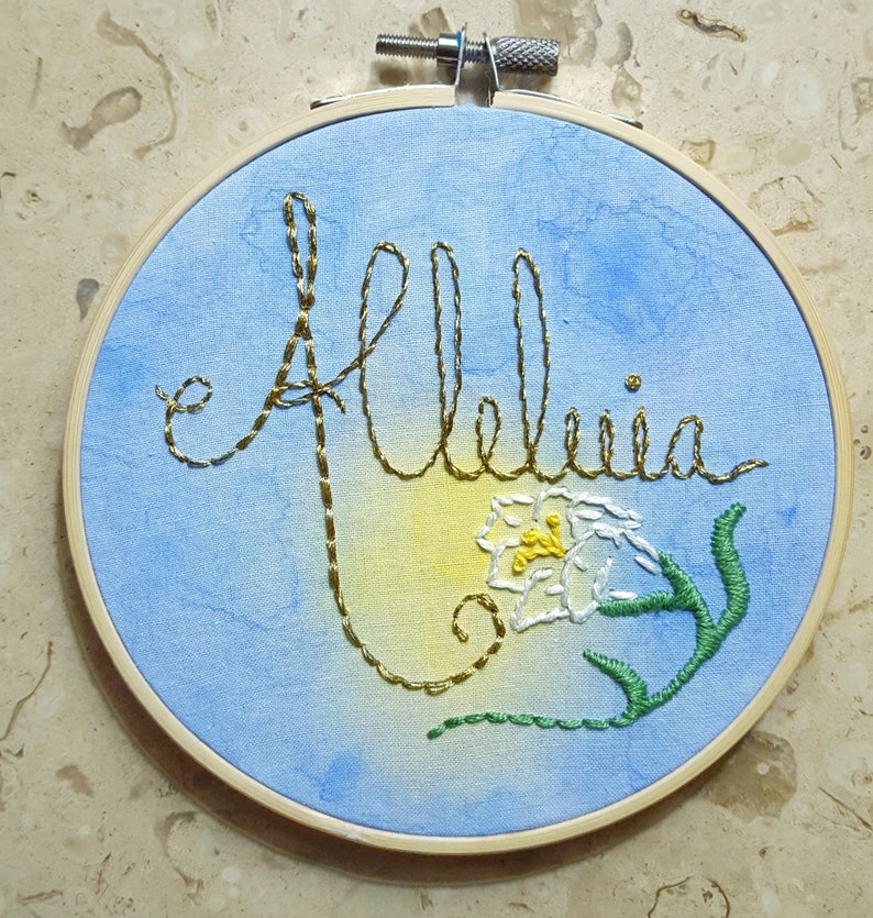 PDF Alleluia Embroidery Pattern Modern Catholic Embroidery Pattern Lily Art Easter Embroidery Pattern DIY Christian Craft Easter Decor image 7