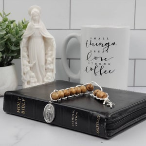 Sacrifice Beads Olive Wood Bethlehem Wooden Prayer Bead St Therese Good Deed Beads Rosary Decade Catholic Wedding Gift Confirmation under 30 image 2