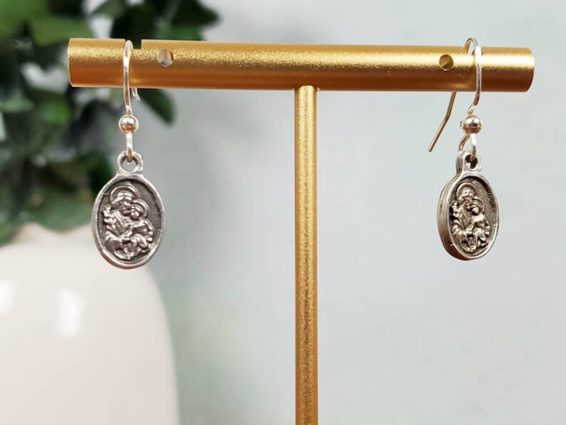 St Joseph Earrings Year of St Joseph Confirmation Gift Catholic Jewelry RCIA Gift simple Jewelry Wedding Catholic Bridesmaid Gift Under 20 image 2