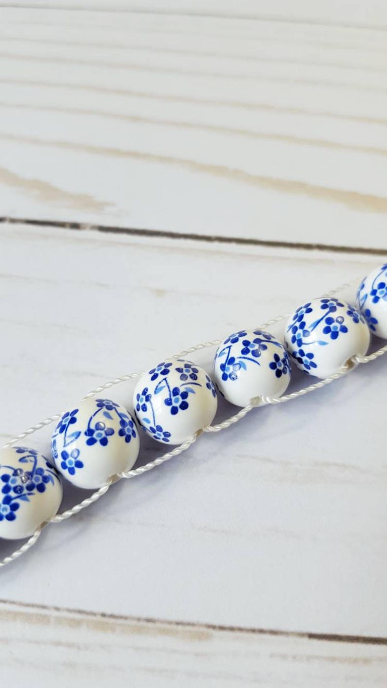 Sacrifice Beads Blue China Flowers St Therese Good Deed Bead Floral Ceramic Rosary Catholic Wedding Bridesmaid Gift Prayer bead Confirmation image 6