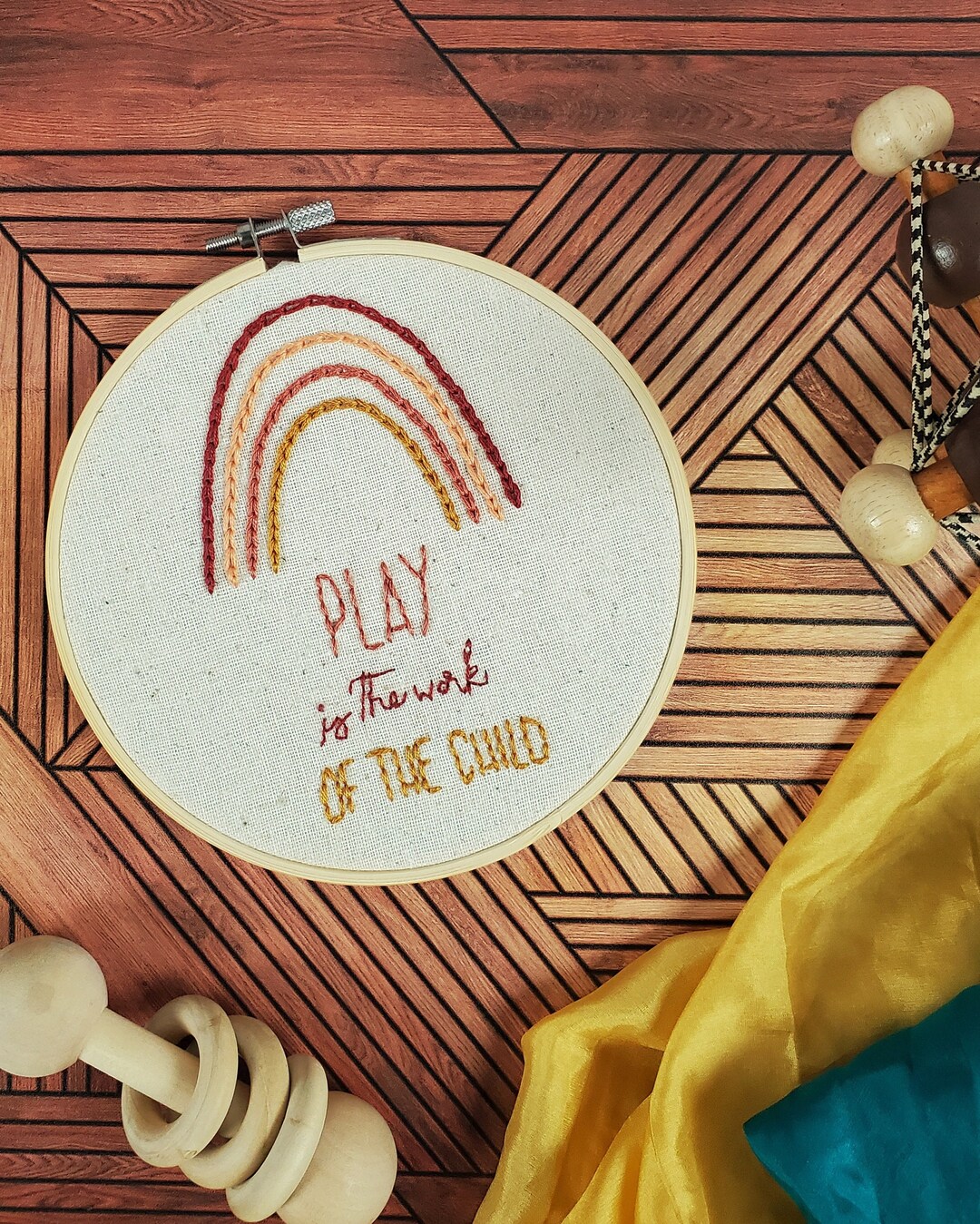 Play is the Work of the Child Embroidery Hoop, Montessori Playroom Art ...