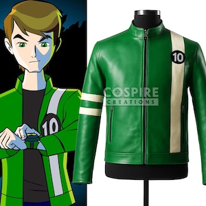 Ben 10 Cosplay Green Leather Jacket | Ben Tennyson Costume Jacket | Anime Comic Con Halloween Outfit