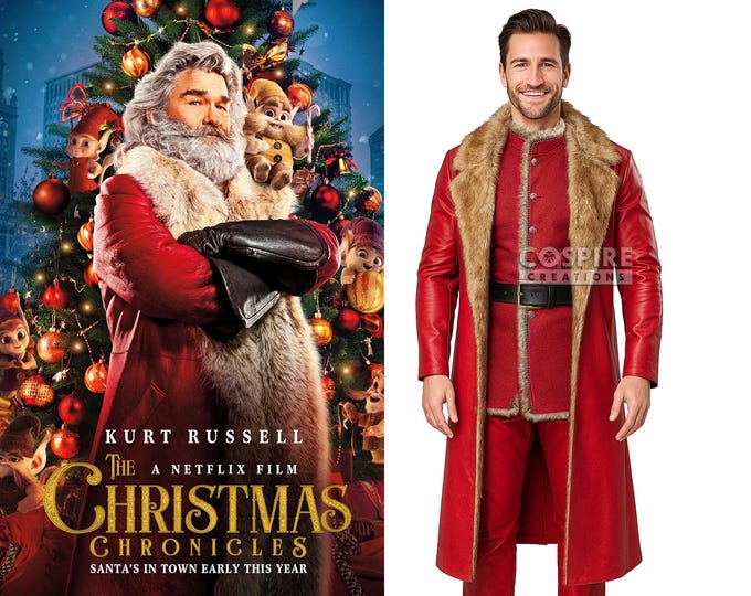 Chronicles 2 Cosplay Costume Kurt Russell Santa Claus's Vest, Long Coat ...