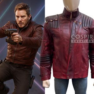 Star Lord Leather Jacket – Guardians 2 Chris Pratt Cosplay Costume Outfit – Handmade Star Lord Red Jacket
