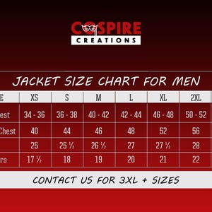 Puede incluir: Tabla de tallas de chaquetas para hombre, con medidas en pulgadas. La tabla incluye tallas XS a 3XL, que enumeran el contorno de pecho, el pecho de la chaqueta, las mangas y las medidas de los hombros. El logotipo de la marca est&aacute; en la parte superior.