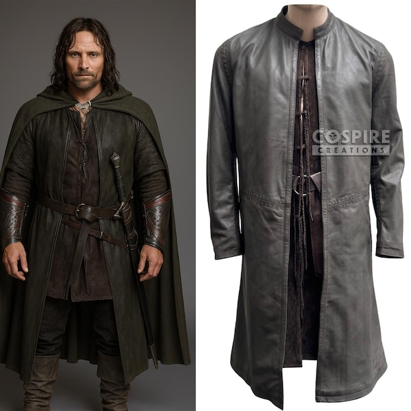 Aragorn Costume Full Outfit – Lord of the Rings Cosplay | Strider Duster Jacket & Jerkin | LOTR Ranger Costume | LARP Halloween Medieval