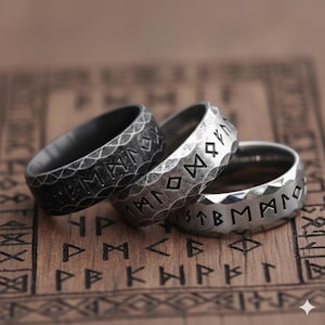 Anello con rune vichinghe nordiche: amuleto di Odino, anello con simbolo nordico per uomo, regalo di gioielli scandinavi