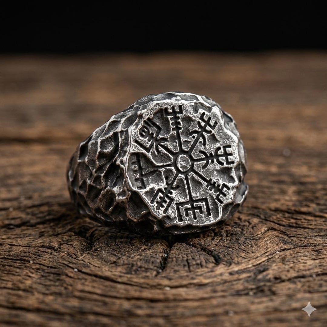 Nordic Rune Ring: Viking Sterling Silver Ring, Norse Compass Symbol ...