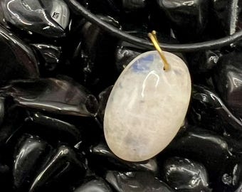 Moonstone Cabochon Necklace, Minimalist Boho Nylon Cord, 20 Inch