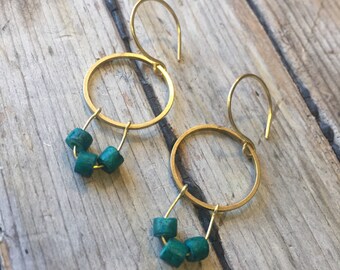 Hunter green & gold upcycled vintage earrings