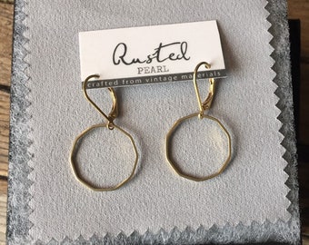 Decagon earrings geometric earrings solid brass earrings gift for her