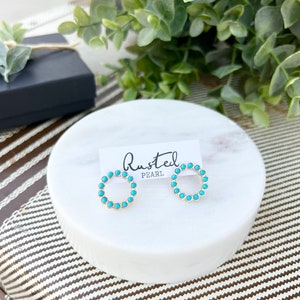 Circle Turquoise stud earrings