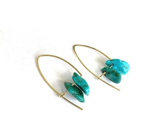 Turquoise modern hoop earrings