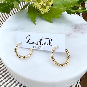 Small bubble huggie gold hoops