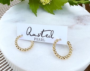 Small bubble huggie gold hoops