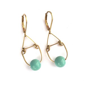 Vintage teal & gold earrings