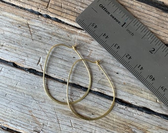 Oval gold hoop earrings geometric minimalist bridesmaid jewelry