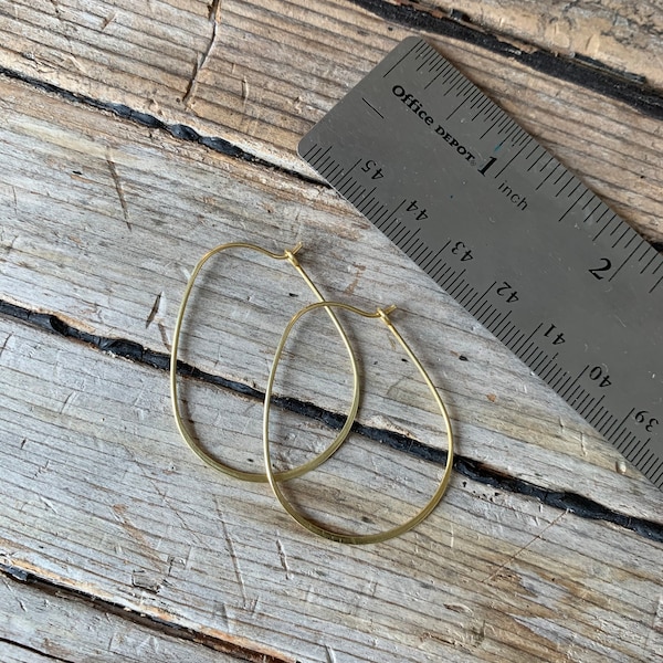 Oval gold hoop earrings geometric minimalist bridesmaid jewelry