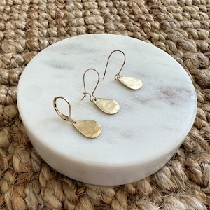 Simple solid brass tear drop earrings hand hammered gift for her light weight earrings simple earrings nickel free image 5