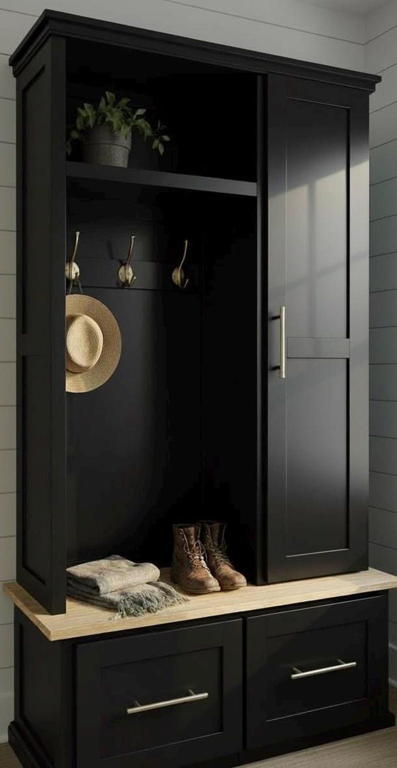 Entryway Organizer Cabinet With Locker and Bench - Etsy