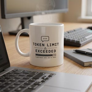 Token Limit Exceeded Tasse personalisiert, KI Prompt Geschenk, Programmierer Tasse, Developer Coffee Mug, Tech Nerd Büro Humor