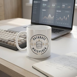 Database Whisperer Tasse personalisiert, Geschenk für Datenbankentwickler, SQL Data Engineer Becher, Programmierer Kaffee Tasse