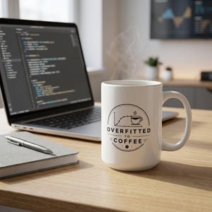 Overfitted To Coffee Tasse personalisiert, Data Scientist Geschenk, Machine Learning Mug, KI Entwickler Tasse, Programmierer Kaffee Becher