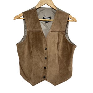 Vintage Comint Suede Leather Vest Women Small Brown Cinch Back Western Argentina