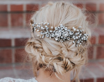 Wedding Hair Accessories, Bridal Comb, Bridal Hair Accessories, Bridal Headpiece ~ "Carmen" Large Bridal Hair Comb in Silver or Gold