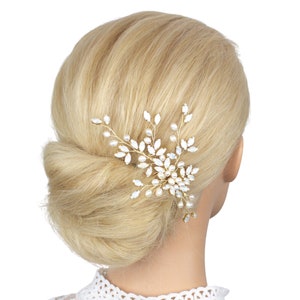 VIDÉO | Peigne à cheveux pour mariée, peigne nuptial, peigne à cheveux boho, peigne de mariage - peigne à cheveux moyens « Giselle » | Opale d’or argenté